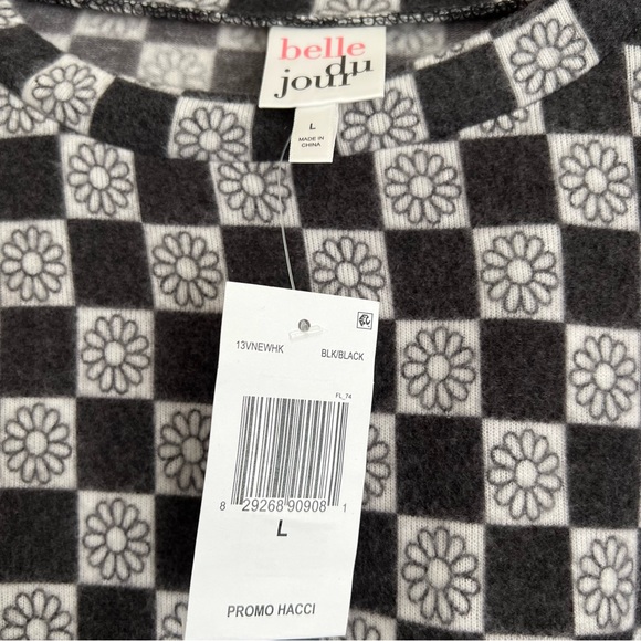 Belle du Jour Floral Checkered Lounge Set Juniors’ Size Large - Picture 7 of 9